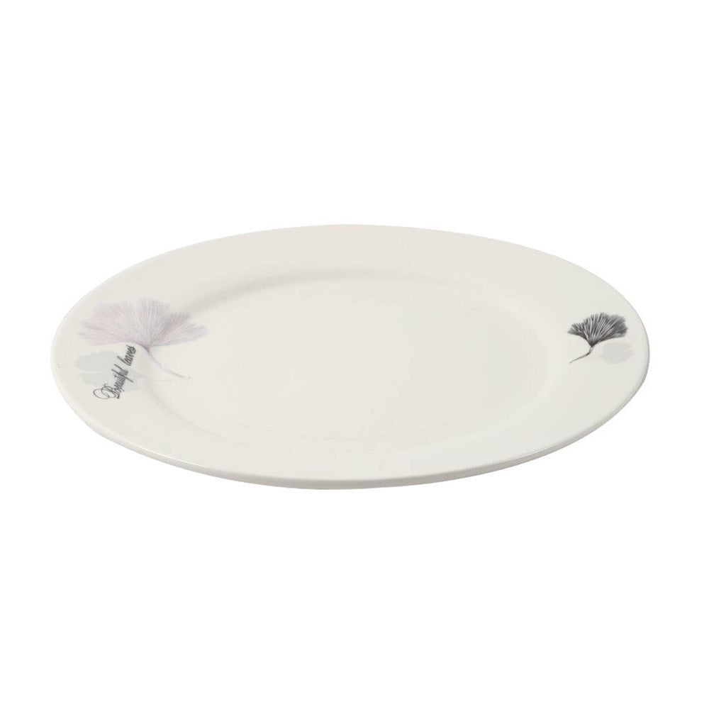 White Ceramic Floral Print Tableware Round Serving Dish Plate 9''