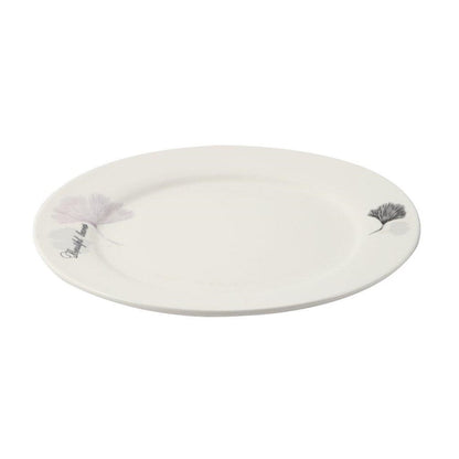 White Ceramic Floral Print Tableware Round Serving Dish Plate 9''