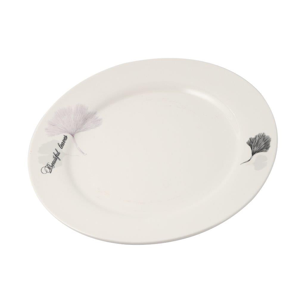 White Ceramic Floral Print Tableware Round Serving Dish Plate 9''