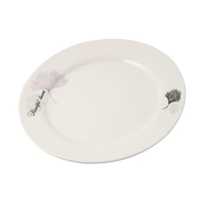 White Ceramic Floral Print Tableware Round Serving Dish Plate 9''