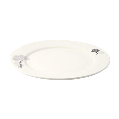 White Ceramic Floral Print Tableware Round Serving Dish Plate 10.5''