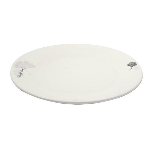 White Ceramic Floral Print Tableware Round Serving Dish Plate 12''