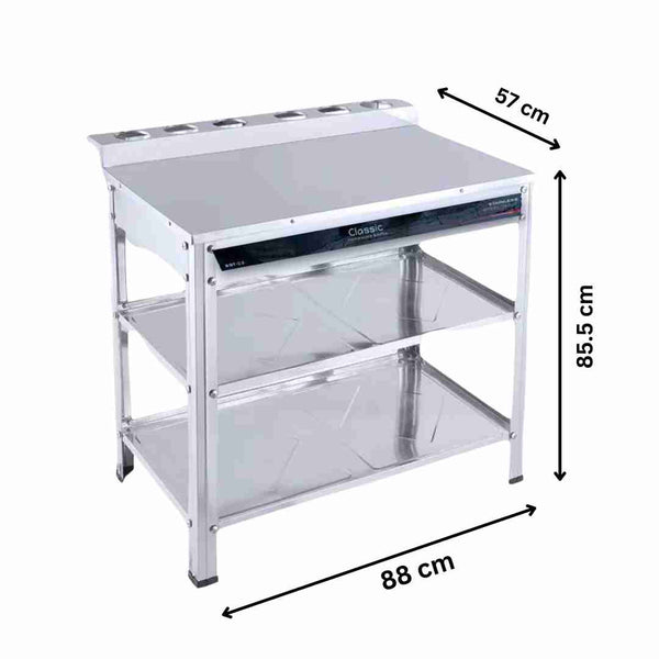 Stainless Steel Outdoor & Camping Table Stove Stand Double 85.5 X 57 X 88 CM