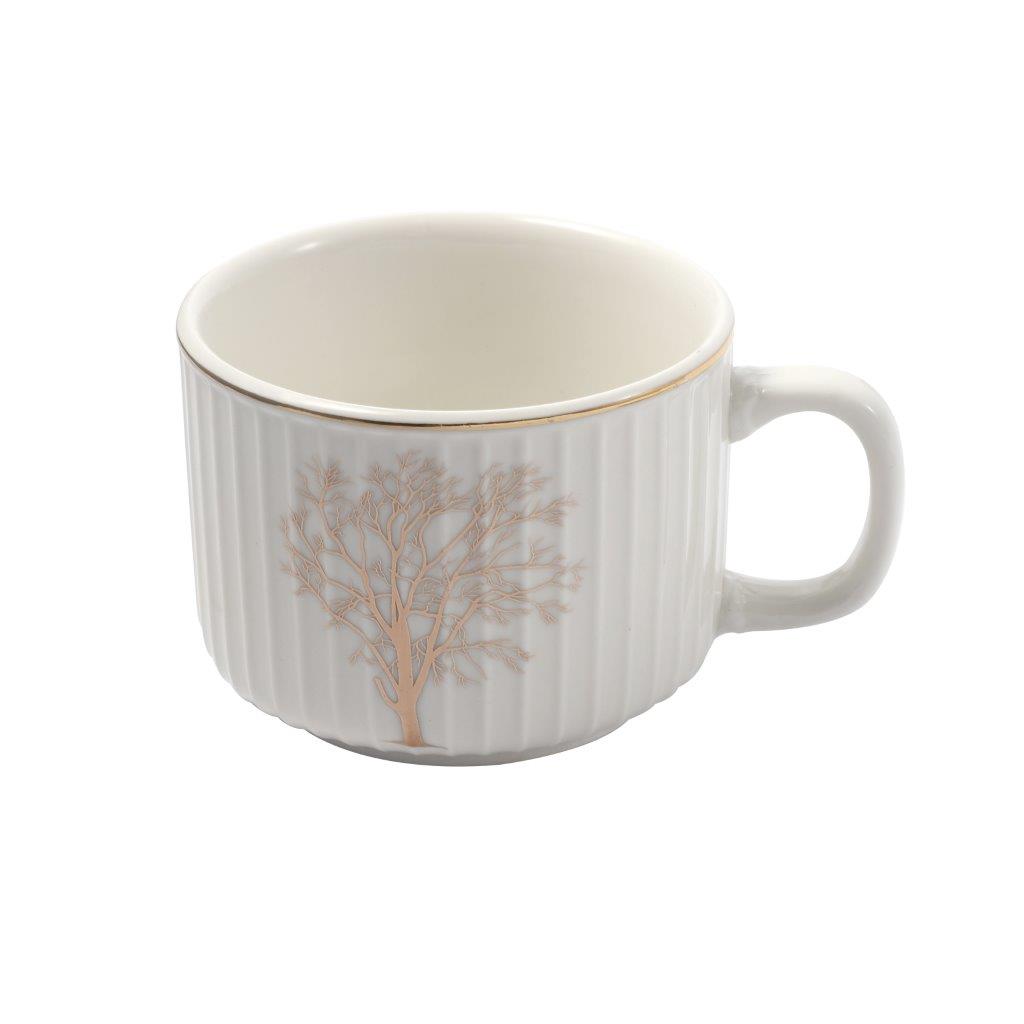 Ceramic Tea Cup and Saucer Set of 6 Pcs Abstract Print 7.5*5.5/14 cm