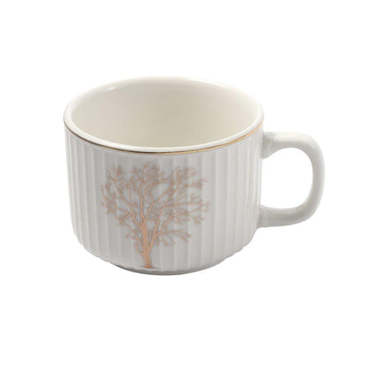 Ceramic Tea Cup and Saucer Set of 6 Pcs Abstract Print 7.5*5.5/14 cm