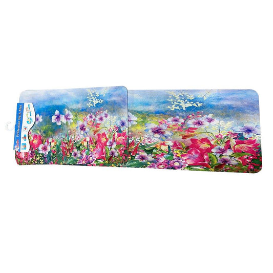Multi Color Abstract Design Non Slip Bath Mat Set of 2 Pcs 38*58/38*118 cm