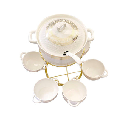 Ceramic Tea Cup with Kettle and Serving Tray Set of 8 Pcs ** 8*9/10*24/40.5*24 cm
