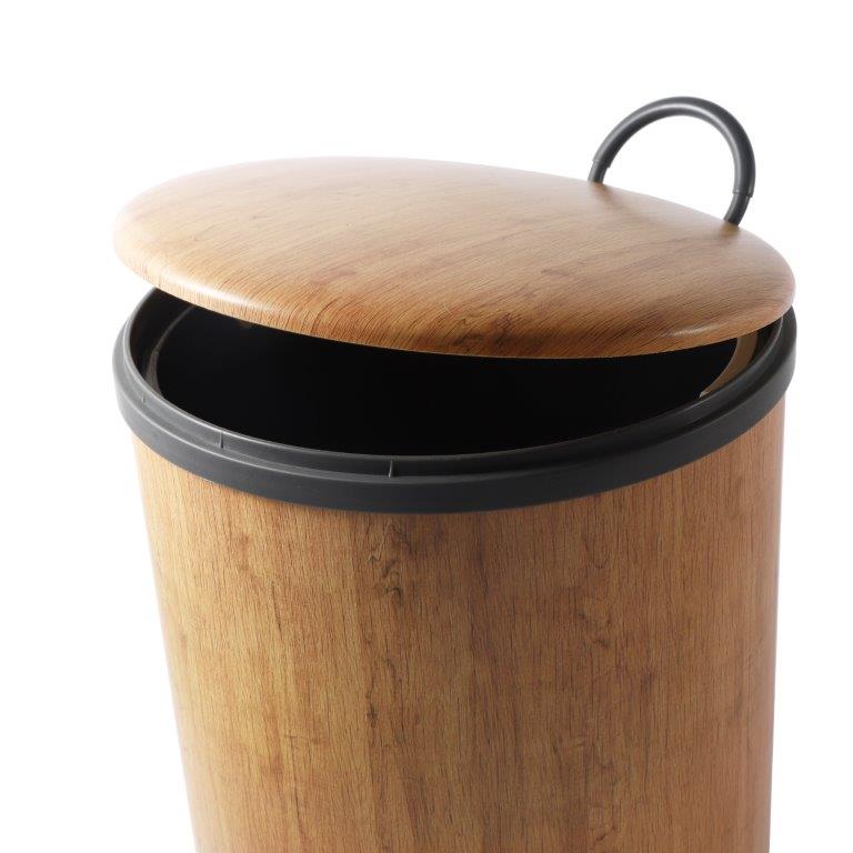 Timber Print Plastic Pedal Rubbish Bin 25*25*33 cm