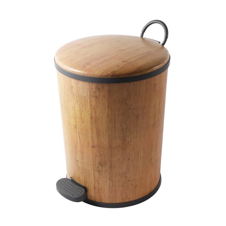 Timber Print Plastic Pedal Rubbish Bin 25*25*33 cm