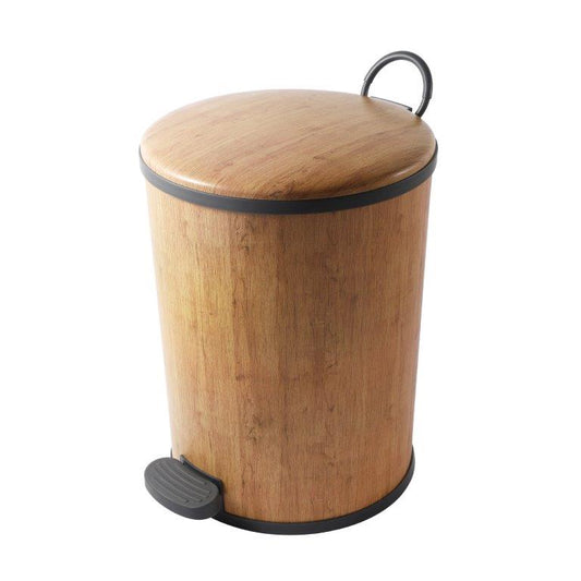 Timber Print Plastic Pedal Rubbish Bin 25*25*33 cm