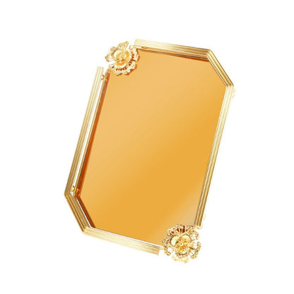 Deco Gold Metal Rectangular Serving Tray Set of 2 Pcs 36*26+41*31 cm
