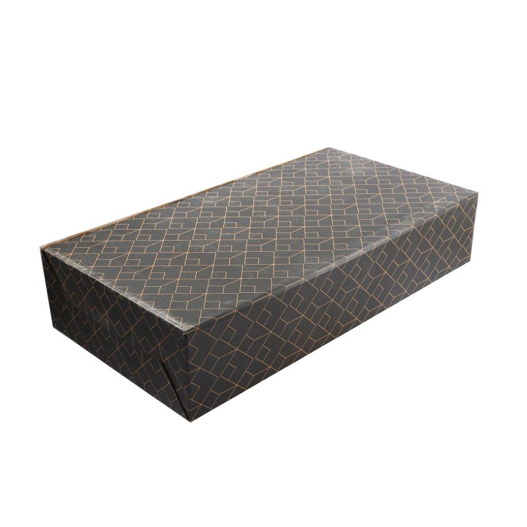 Metal Deco Gold Candy Box Nuts and Chocolates 2 Slot Serving Tray with Lid 47*11.5*10 cm