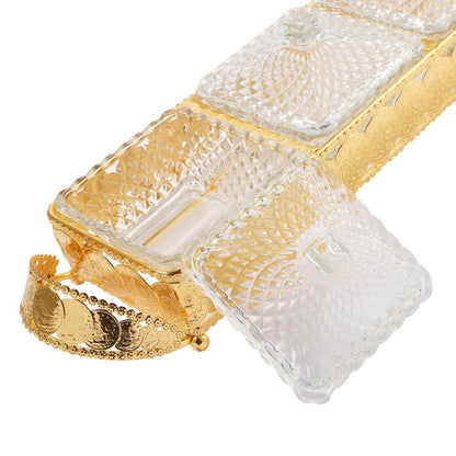 Metal Deco Gold Candy Box Nuts and Chocolates 2 Slot Serving Tray with Lid 47*11.5*10 cm