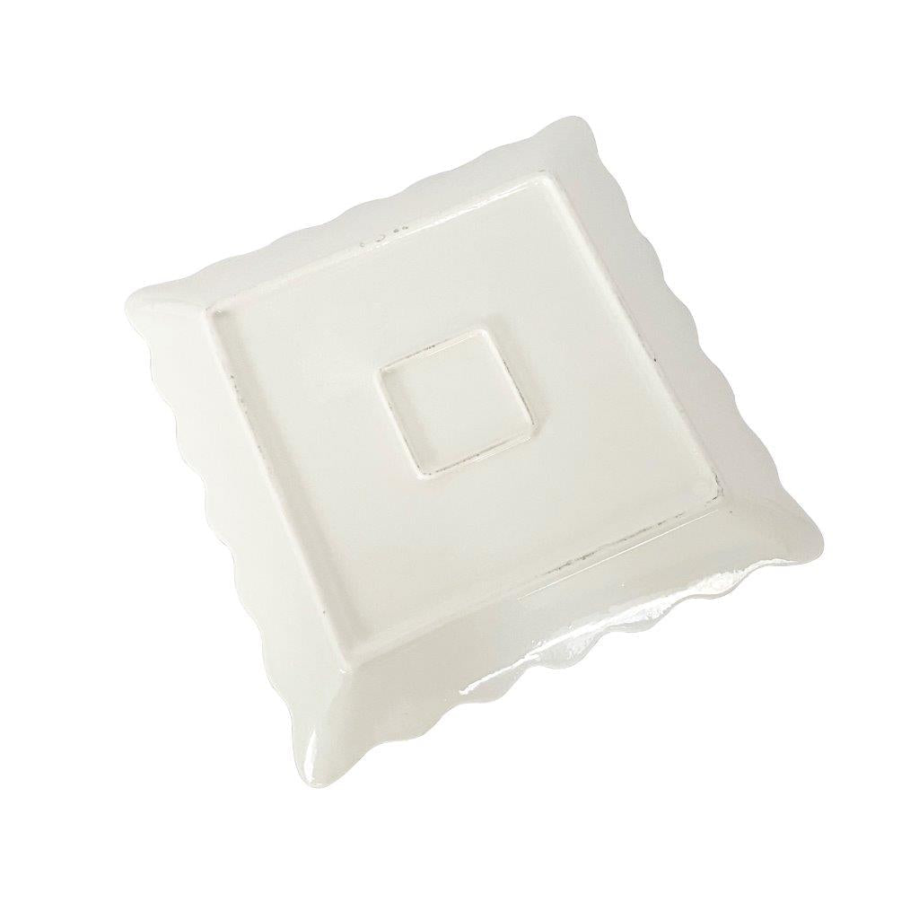 White Ceramic Gold Rim Tableware Rectangular Serving Dish Plate 20.5X20.5X2.5 cm