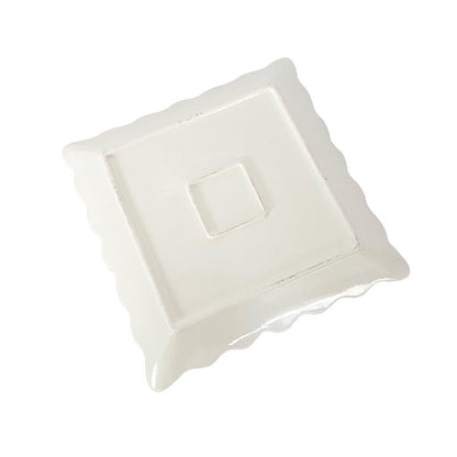 White Ceramic Gold Rim Tableware Rectangular Serving Dish Plate 20.5X20.5X2.5 cm
