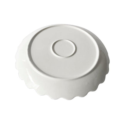 White Ceramic Gold Rim Tableware Round Serving Dish Plate 26X26X3 cm