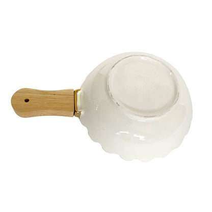 White Ceramic Gold Rim Tableware Round Serving Dish Bowl 25.5X17X5.5 cm
