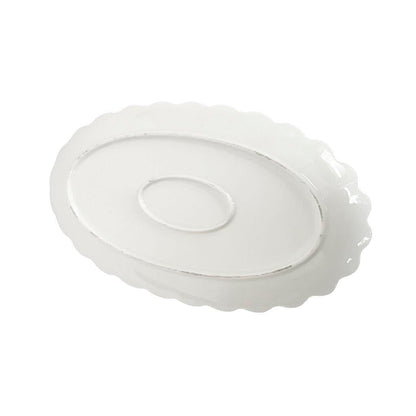 White Ceramic Gold Rim Tableware Oval Serving Dish Bowl 31X18.5X2.5 cm