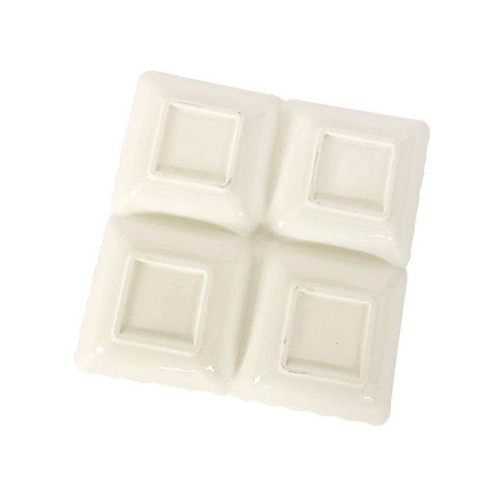 White Ceramic Gold Rim Tableware Rectangular Divided Plate 20.5X20.5X3.5 cm