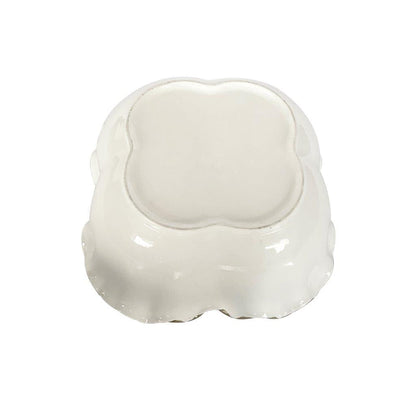 White Ceramic Gold Rim Tableware Oval Serving Dish Bowl 26*26*10.5 cm