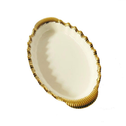 Gold Rim Ceramic Serving Bowl