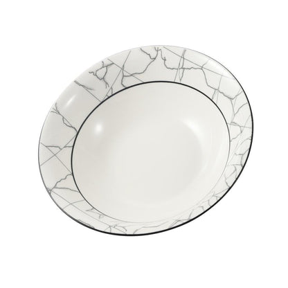 White Ceramic Abstract Print Tableware Round Serving Dish Bowl 8 cm