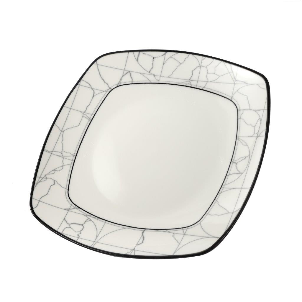 White Ceramic Abstract Print Tableware Rectangle Serving Dish Plate 10.5 cm