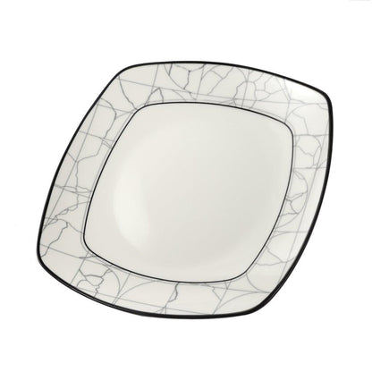 White Ceramic Abstract Print Tableware Rectangle Serving Dish Plate 10.5 cm