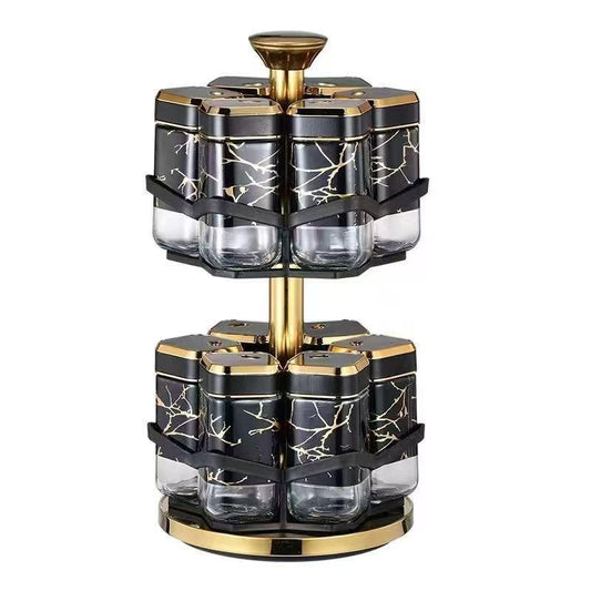 Revolving Spice Rack Spice and Herb Carousel Set of 12 Pcs 100 ml