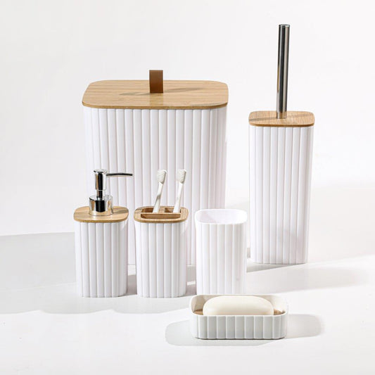 Complete Bathroom Accessories Soap Dispenser Toothbrush Holder Set of 6 Pcs**
