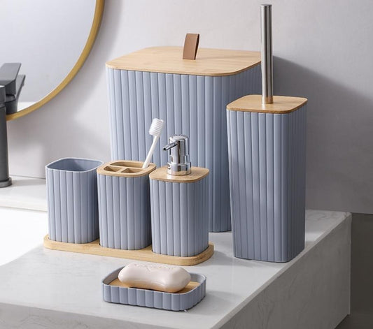 Complete Bathroom Accessories Soap Dispenser Toothbrush Holder Set of 6 Pcs**