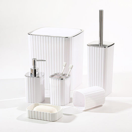 Complete Bathroom Accessories Soap Dispenser Toothbrush Holder Set of 6 Pcs**