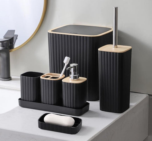 Complete Bathroom Accessories Soap Dispenser Toothbrush Holder Set of 6 Pcs**