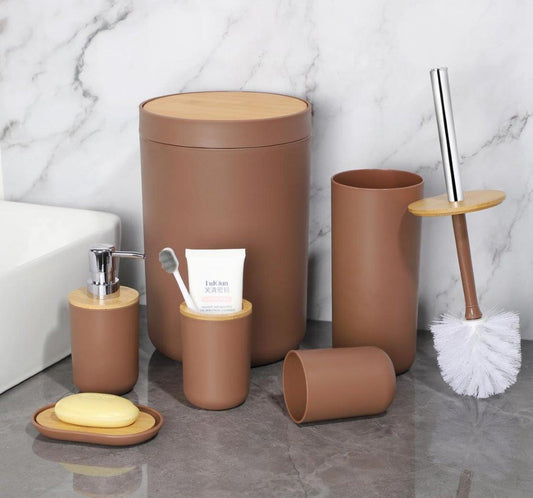Complete Bathroom Accessories Soap Dispenser Toothbrush Holder Set of 6 Pcs**