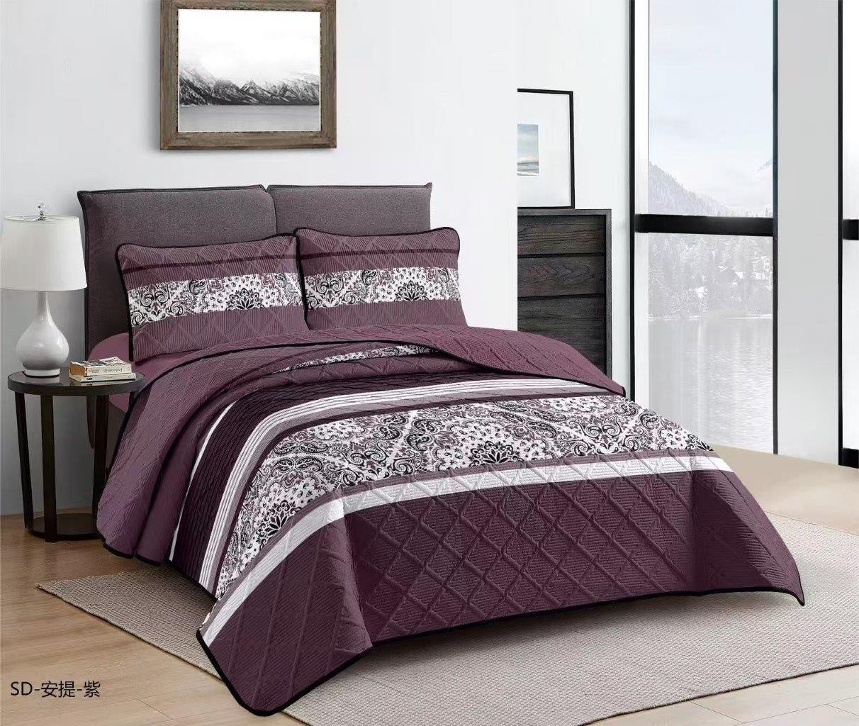Elegant Design Comforter Bedspread Bedding Set Bed Cover with Pillowcase Set of 3 pcs Bed Cover 220*240 cm Pillowcase 50*70 cm