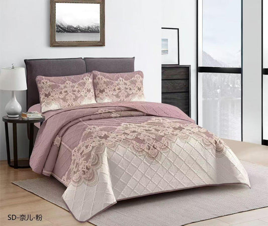 Elegant Design Comforter Bedspread Bedding Set Bed Cover with Pillowcase Set of 3 pcs Bed Cover 220*240 cm Pillowcase 50*70 cm