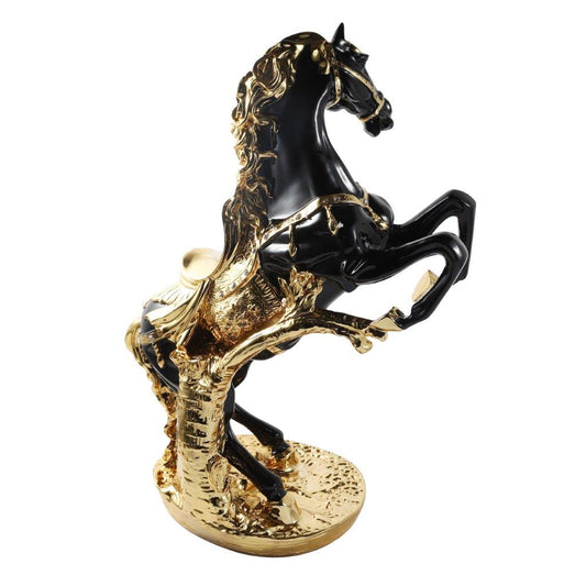 Black & Gold Sculpture Statue Resin Figurine Horse H58 cm