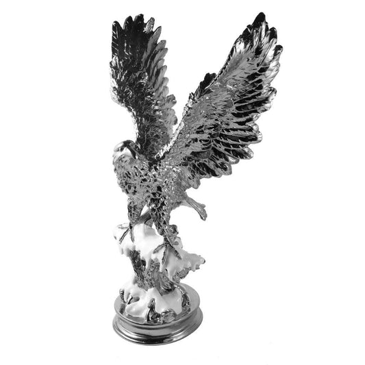 Silver Sculpture Statue Resin Figurine Eagle H70 cm