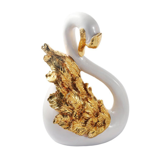 White Sculpture Statue Resin Figurine Swan 23*15*35 cm