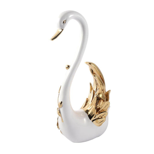 White Sculpture Statue Resin Figurine Swan 15*8*34 cm