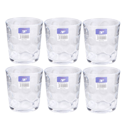 Set of 6 clear short drinking glasses, 385 ml each