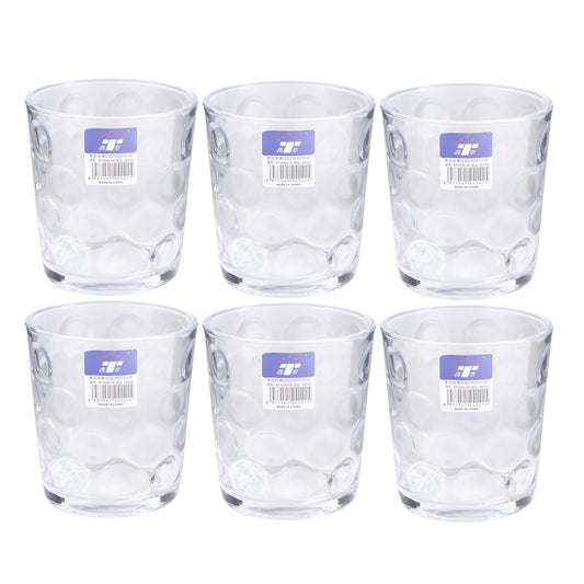 Set of 6 clear short drinking glasses, 385 ml each