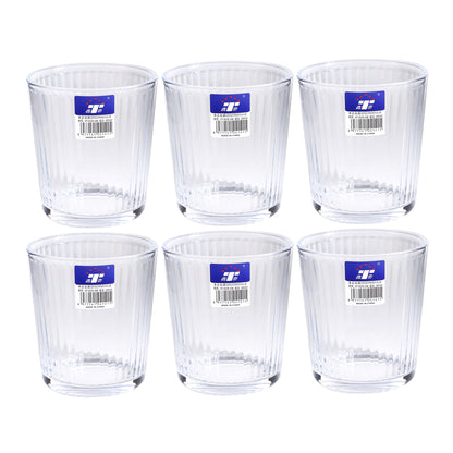 Set of 6 clear short drinking glasses, 385 ml each