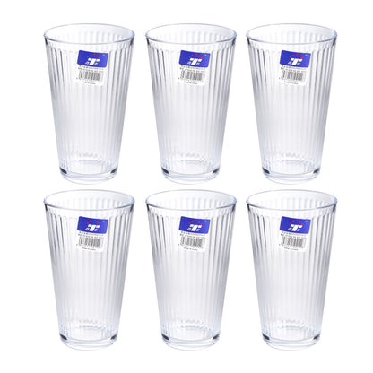 Set of 6 clear tall drinking glasses, 400 ml each