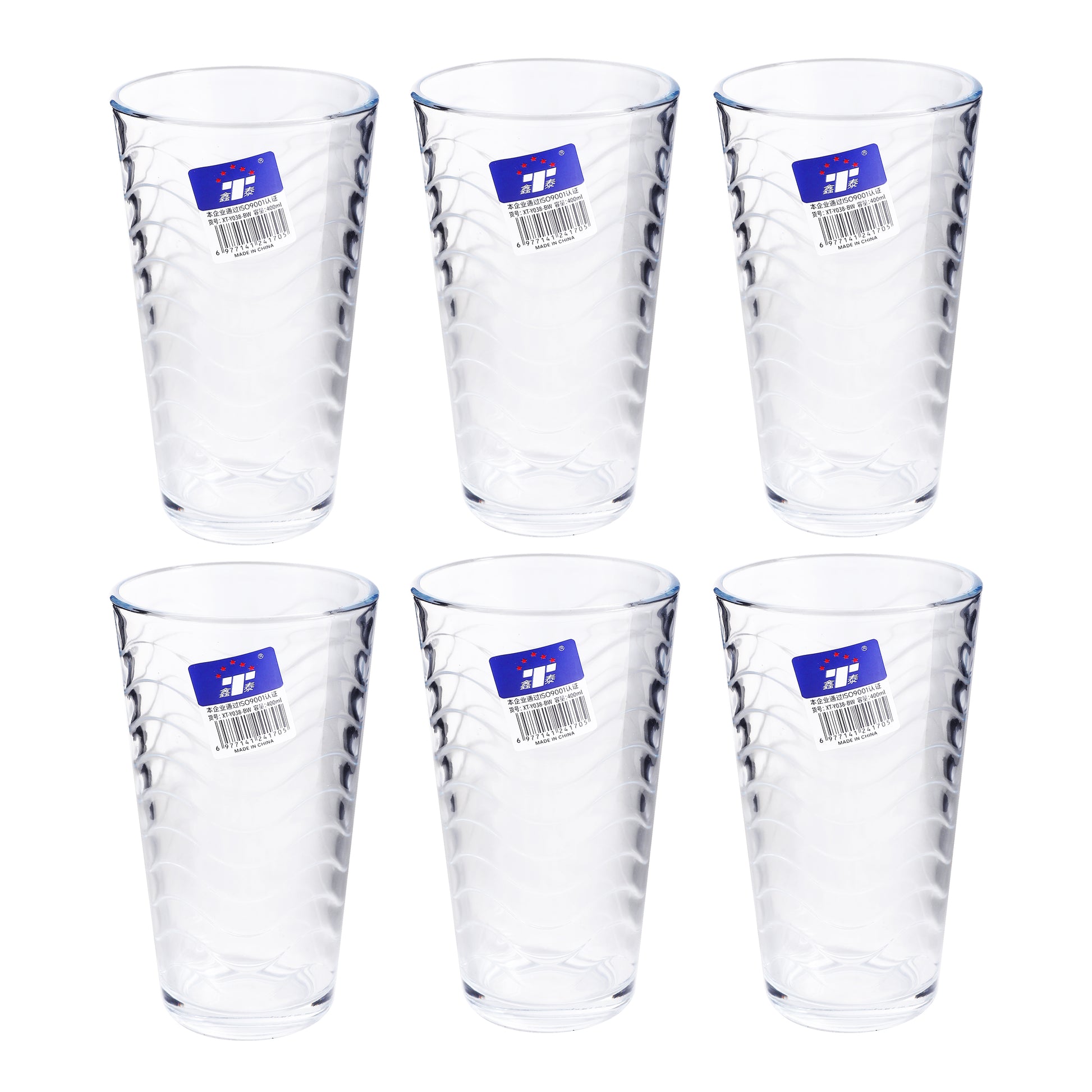 Set of 6 clear short drinking glasses, 400 ml each
