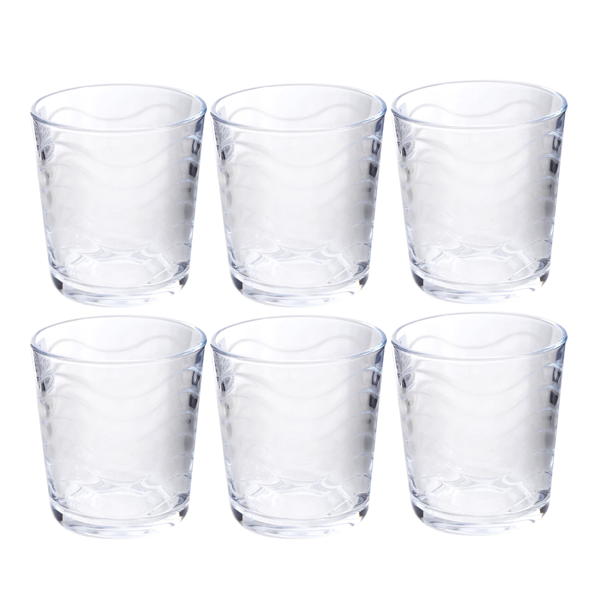 Set of 6 clear tall drinking glasses, 385 ml each