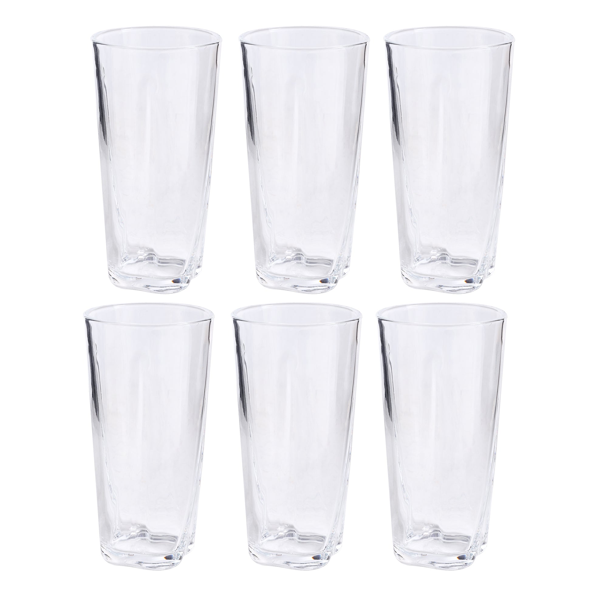 Set of 6 clear tall drinking glasses, 315 ml each
