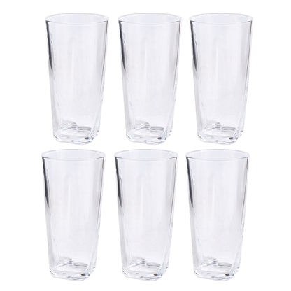 Set of 6 clear tall drinking glasses, 315 ml each