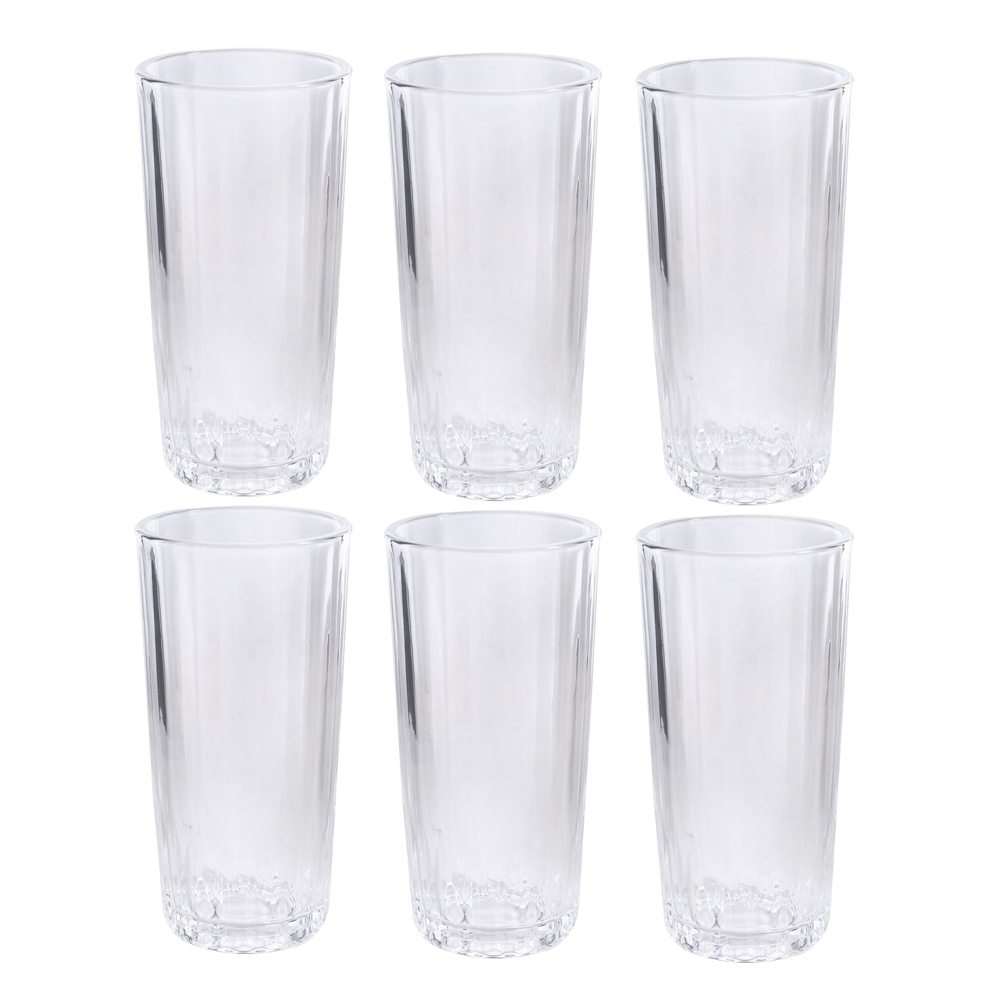 Set of 6 clear tall drinking glasses, 320 ml each
