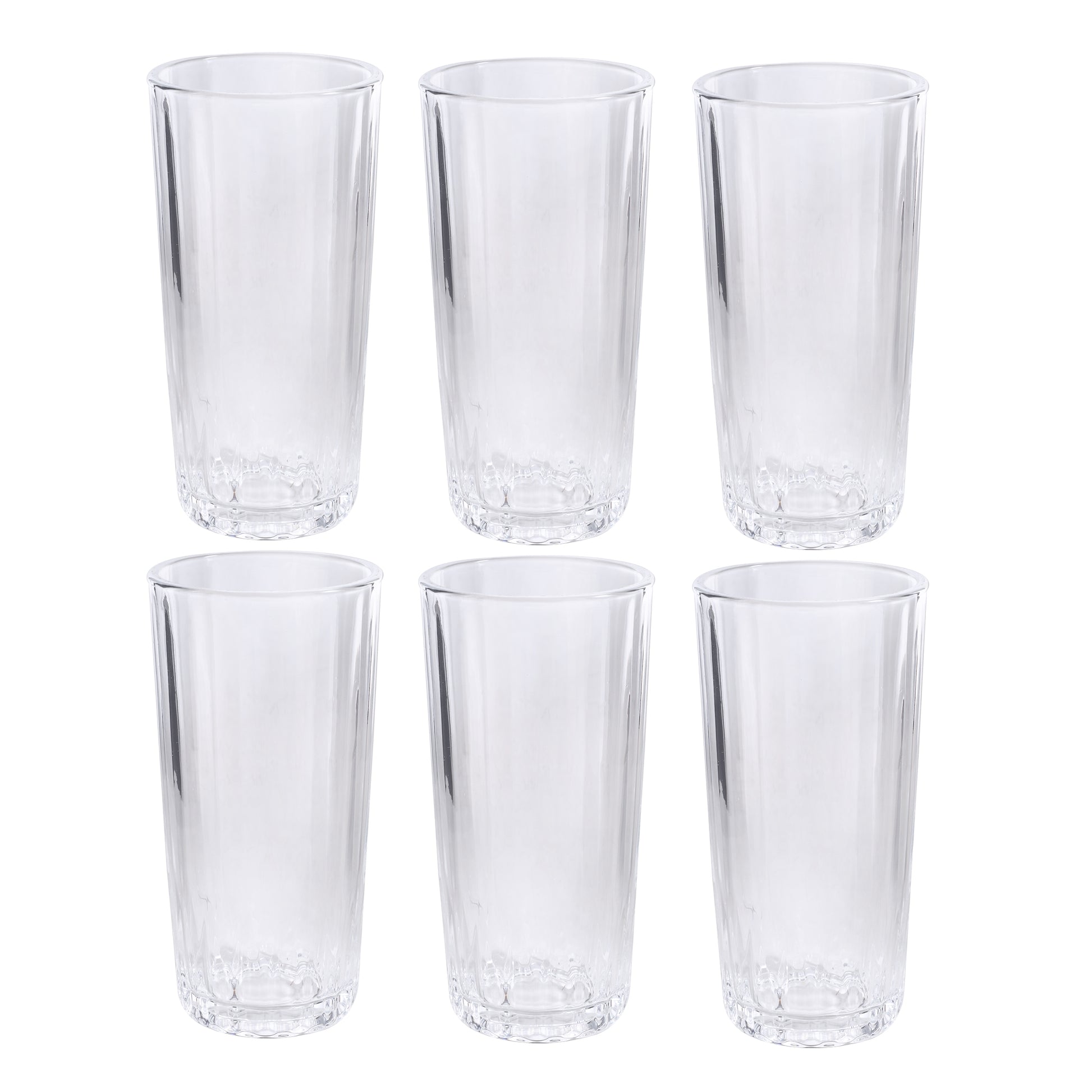 Set of 6 clear tall drinking glasses, 320 ml each